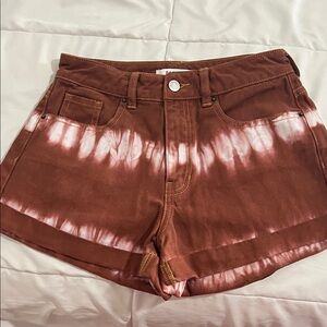 PacSun Brown and Pink Tie-Dye Jean Shorts
